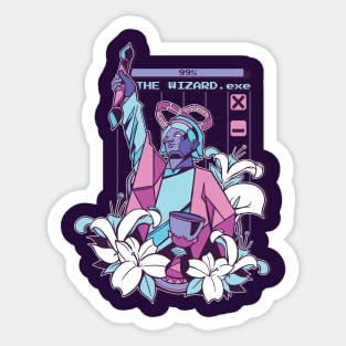 Vaporwave Wizard Tarot Card Style Cosmic Magic Sticker